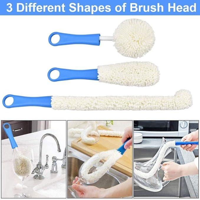 Wine Decanter Cleaning Brush,Wine Glass Cleaner Brush Wine Carafe Cleaner Flexible Bottle Scourer Cleaning Brush Tools for Goblets,Glasses(3) - Image 3