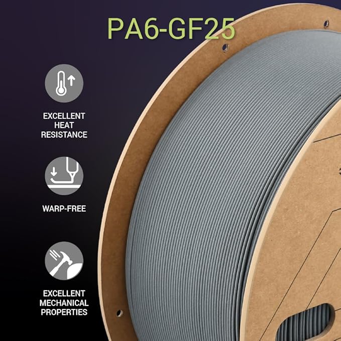 Polymaker Fiberon PA6-GF Glass Fiber Nylon Filament 1.75mm Grey 3kg, Fiberon PA6-GF Nylon Warp Free 1.75mm 3D Printing Filament - Image 7