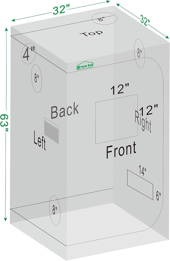 Grow Tent 32"x32"x63", High Reflective Mylar Dark Room with Observation Window, Removable Floor Tray and Tool Bag for Indoor Plant Growing 3x3 - Image 8