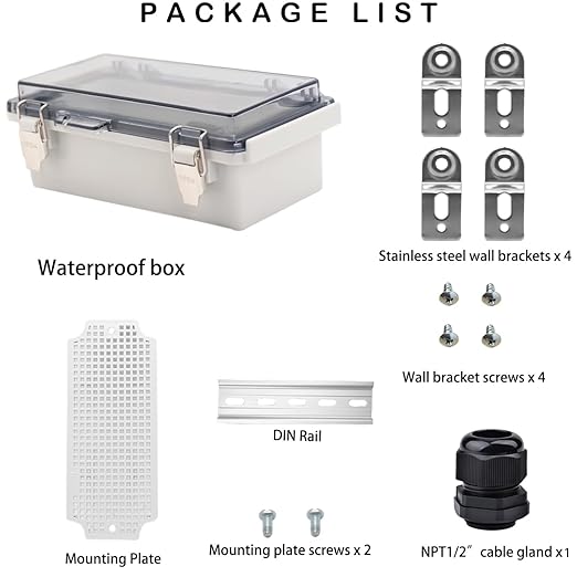 Waterproof Electrical Box, IP67 Junction Box Stainless Steel Latch Hinged Clear Cover Project Enclosure with Wall Bracket 7.9"x3.9"x2.8" - Image 5