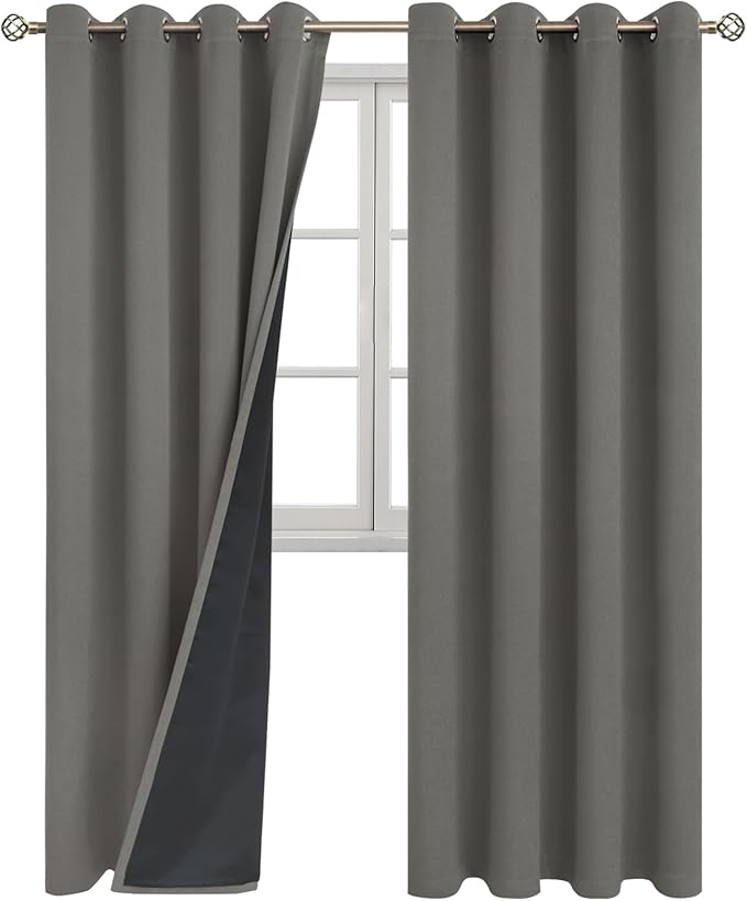 BGment Grey Blackout Curtains 95 Inches Long 2 Panels Set for Living Room, Thermal Insulated 100% Light Blocking Curtains & Drapes, Grommet Soundproof Curtains for Bedroom Window, Each 52 Wide - Image 8