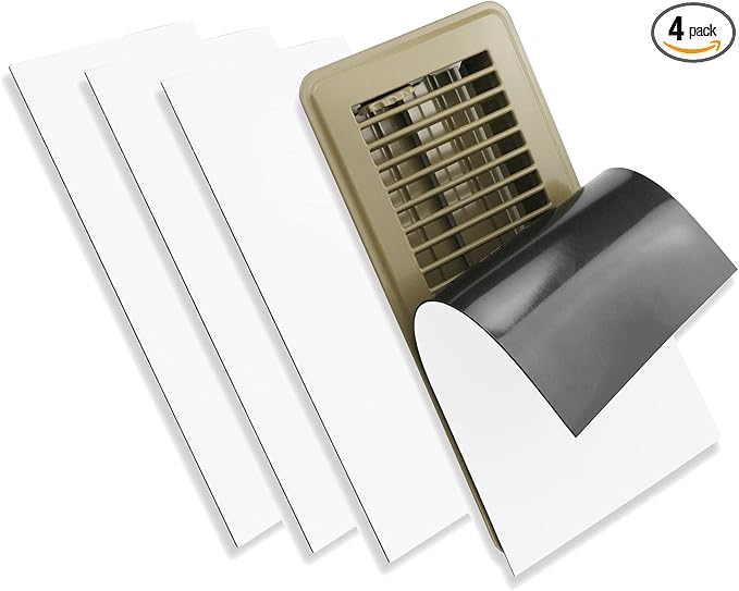 Powerful Thick Magnetic Vent Cover 5.5 X 12 Inch Fits Home Air Vent for Floor, Wall, Ceiling Steel Registers, RV, Easily Cut to Any Size (Set of 4) by RXSIAT