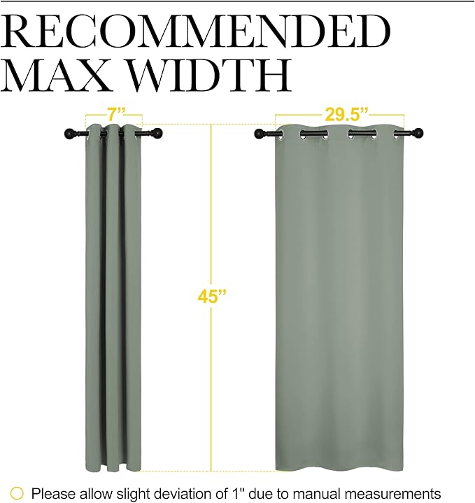 NICETOWN Bedroom Curtain Panels Blackout Draperies, Thermal Insulated Solid Grommet Blackout Curtains/Drapes (Greyish Green, 1 Pair, 34 by 45-inch) - Image 7