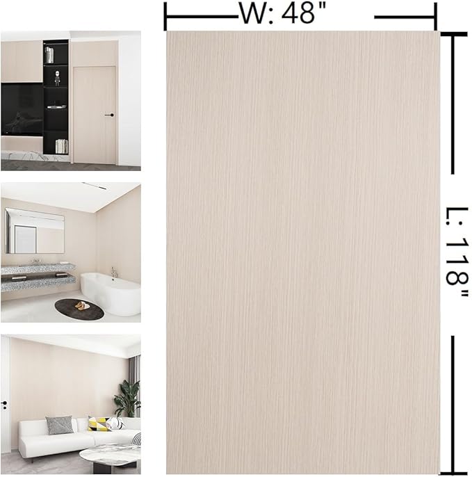 Off White Wood Wallpaper Peel and Stick Wood Grain Contact Paper 48"x118" Extra Wide Wood Contact Paper for Cabinet Drawers Crafts Furniture Wooden Wallpaper Waterproof Removable Beige Wood Vinyl Wrap - Image 7