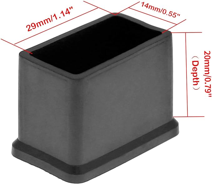 20Pcs Rectangle Rubber Furniture Leg Caps 1.18" x 0.59"(30mm x 15mm), Vinyl Flexible Chair Leg Floor Protectors for Patio Indoor Chair Table - Image 2