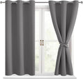 Hiasan Blackout Curtains for Bedroom - Thermal Insulated & Light Blocking Window Curtains for Living Room, 2 Drape Panels Sewn with Tiebacks, Light Grey, 42 x 54 Inch by Hiasan