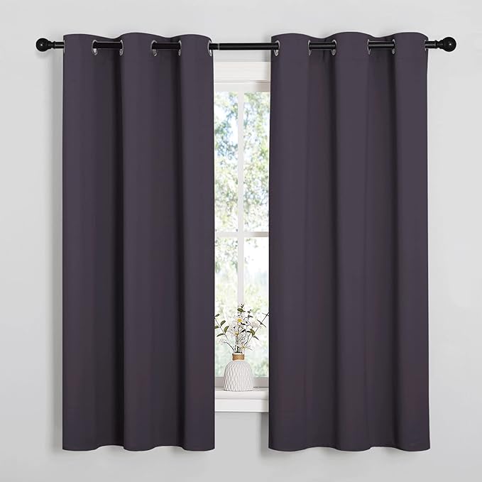 NICETOWN Greyish Purple Blackout Curtains 45 inches Length for Kitchen, 2 Panels, 29" Wide, Thermal Insulated Decoration Drapes for Small Window by NICETOWN