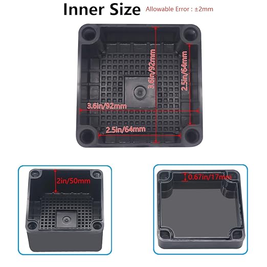 Junction Box,IP67 Waterproof ABS Black Project Box with Mounting Plate Electrical Box Enclosure for Outside Electronics 3.9 x 3.9 x 3inch(100x100x75mm) - Image 4