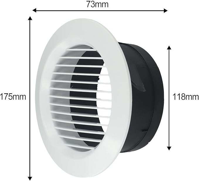 Adjustable Round Wall Vent Grille for Interior Ventilation – ABS Air Vent Cover, White, 75mm/100mm/125mm/150mm/200mm Diameter, Rotating Airflow Control,(125mm) - Image 4