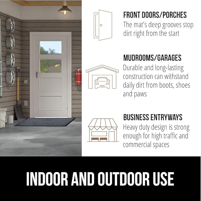 GORILLA GRIP Waterproof Traffic Guard Door Mat, 72x48, Heavy Duty Entryway Mats, Strong Backing Commercial Utility Rugs for Office Hallway, Garage Floor and Home, Low Profile Carpet, Charcoal Gray - Image 7