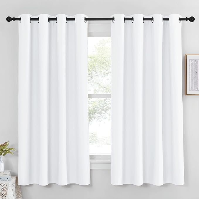 NICETOWN White Room Darkening Curtain for Bedroom 63 inches Long - (50% Blackout) Grommet Thermal Insulated Window Treatment Sound Reducing Drapes for Living Room (1 Panel, W52 x L63) by NICETOWN