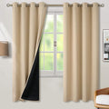 BGment Thermal Insulated 100% Blackout Curtains for Bedroom with Black Liner, Double Layer Full Room Darkening Noise Reducing Grommet Curtain (52 x 72 Inch, Beige, 2 Panels) by BGment