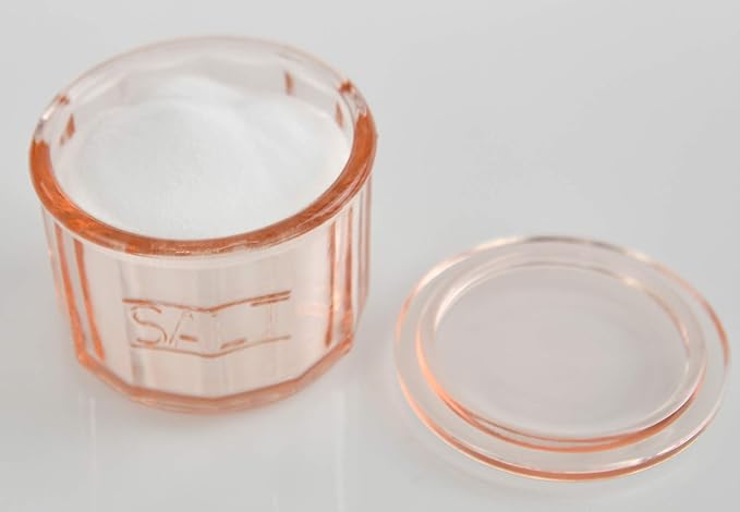HOME-X Depression Style Pink Glass Salt Cellar with Lid, Retro Kitchen Decor, Wedding Gift - 3 1/2" H x 4" D - Image 7