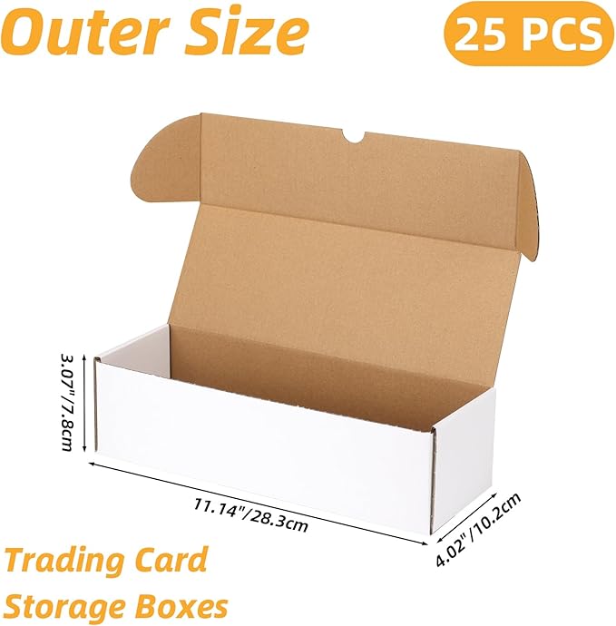 Bulk 900 Capacity Trading Cards Storage Box, in Total 25 Pack Brown White Cardboard Shipping Boxes for 22500 Count 12pt 2.5x3.5 inch Cards or Sleeved Cards - Image 3