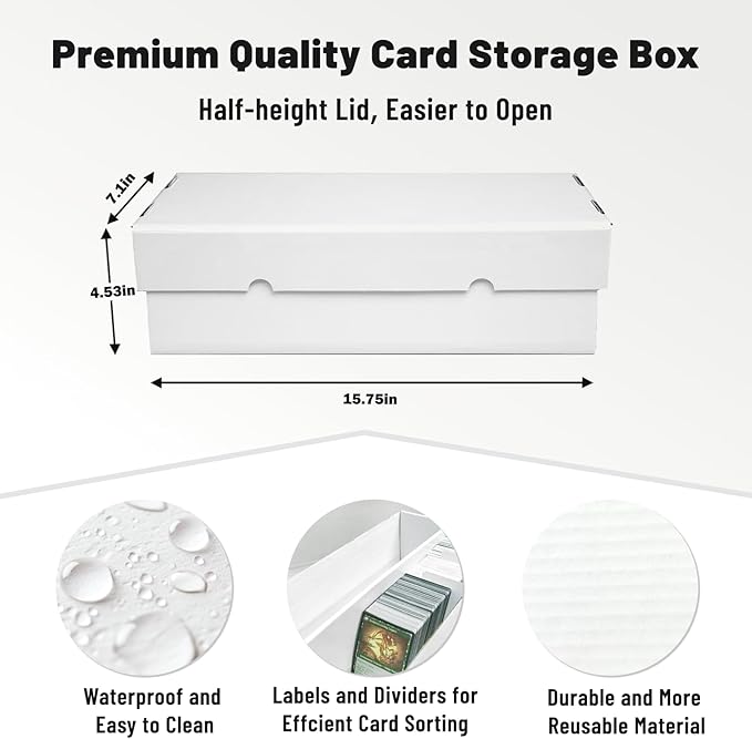 NUMINA 4 Pack 2-Row Cardboard Card Storage Box for Large Card Collections, Holds up to 1800 Loose Cards per Box, Heavy-Duty Trading Card Organizer with Dividers for MTG & Sports Cards - Image 3