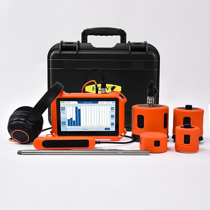 PQWT Underground Water Leak Detectors for Home and Outdoor PQ125D Wall Pipe Water Leakage Detection with Touchscreen Earphone and Carrying Case Multi Sensor Acoustic Pipeline Sound Intensifier by PQWT