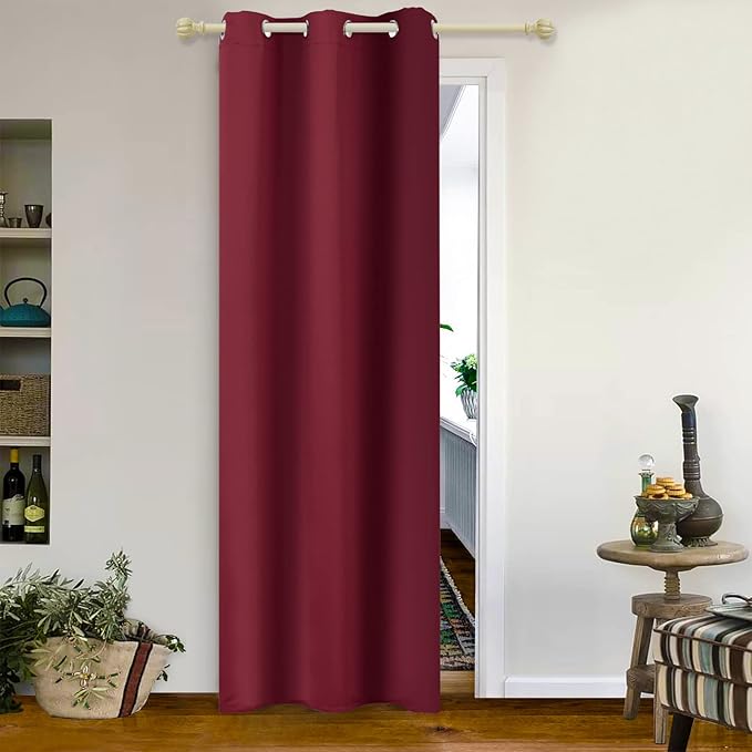 MYSKY HOME Door Curtains 84 Inch Long Blackout Closet Curtains for Bedroom Doorway Grommet Thermal Insulated Room Darkening Window Curtains for Living Room, 1 Curtain Panel, 42 x 84 Inch, Burgundy by MYSKYHOME