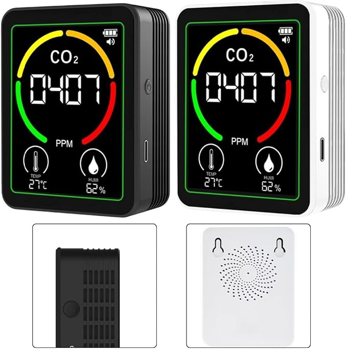 Air Quality Monitor Indoor-Portable Indoor Air Quality Meter, 3-in-1 Indoor Air Quality Monitor with Carbon Dioxide Detector, Temperature and Humidity Sensor, LCD Display(White) - Image 8