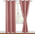 Hiasan Blackout Curtains for Bedroom, 42 x 84 Inches Long - Thermal Insulated & Energy Saving Window Curtains for Living Room, 2 Drape Panels Sewn with Tiebacks, Dusty Rose by Hiasan