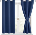 Hiasan Blackout Curtains for Bedroom - Light Blocking & Noise Reducing Window Curtains for Living Room, 2 Drape Panels Sewn with Tiebacks, Navy, 38 x 54 Inch by Hiasan