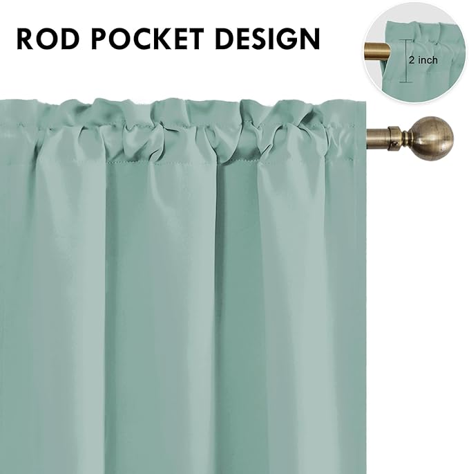 DWCN Blackout Curtains for Living Room Thermal Insulated, Energy Saving & Noise Reducing Bedroom Curtains, Sage Green, W 42x L 45 Inch, Set of 2 Rod Pocket Curtain Panels - Image 4