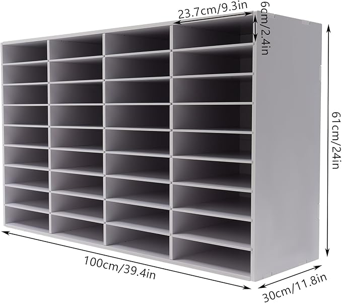 Literature Organizers 24/36Slots Mail Sorter Compartment Files Rack File Cabinet Mail Organizer Office Mailbox Storage Files Manuals Books for Office Company (BGQHQN2MWDFKH - 36 Slots - White) - Image 2