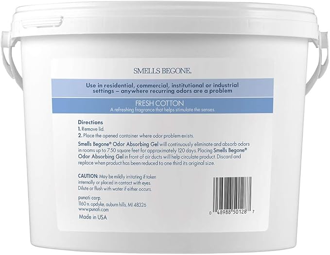 SMELLS BEGONE 1-Gallon Gel Odor Eliminator – High-Capacity, Long-Lasting Odor Absorber for Large Basements, Garages, Workshops & Commercial Areas – Removes Odors with Essential Oils (Fresh Cotton) - Image 3