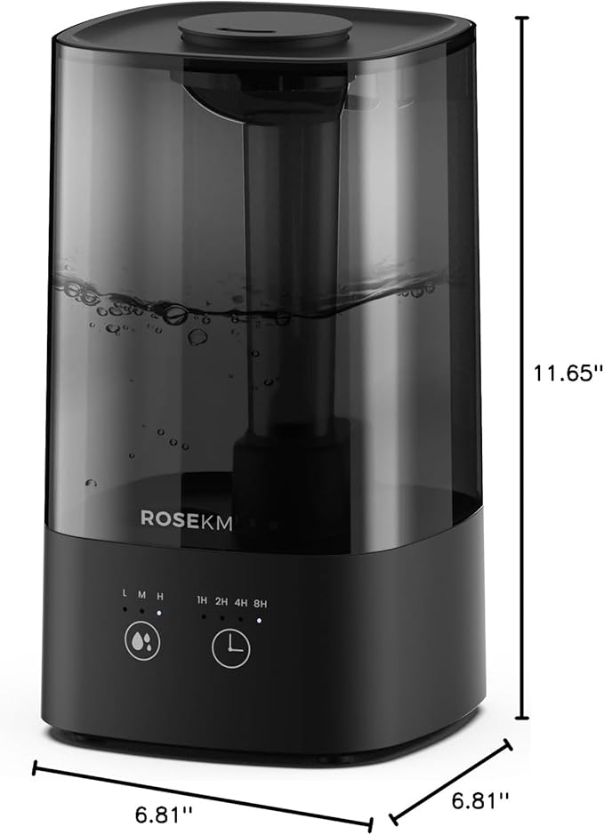 4.5L Humidifiers for Bedroom, Humidifiers for Home Large Room, Cool Mist Humidfiers for Baby and Plant with Timer, Adjustable Mist Level, 360° Nozzle, Auto Shut-Off, Black - Image 8