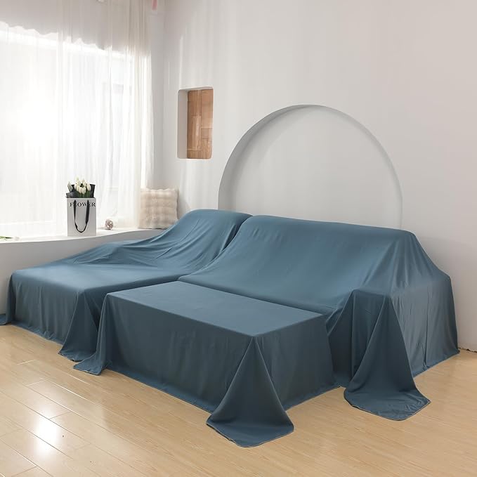 Furniture Cover Multi-Purpose, Indoor and Outdoor Furniture Dust Cover Sofa Cover Dustproof Breathable Mattress Protector Cabinet Cloth Home Dust Block (Space Blue, 240cm x 600cm(94x236in)) by WTHAVEN