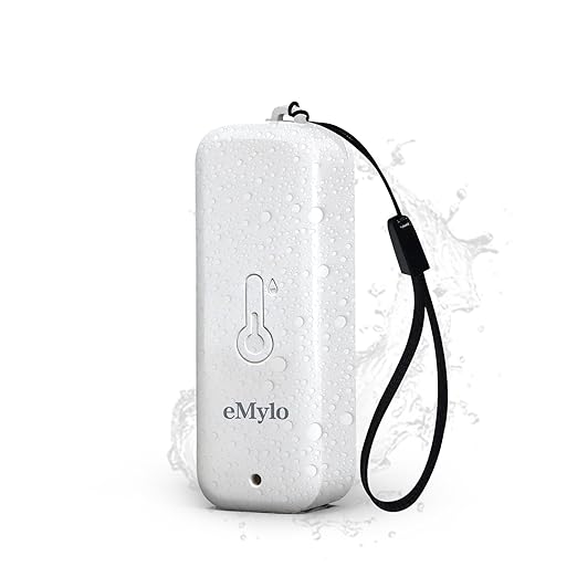 eMylo Indoor Outdoor Thermometer Hygrometer RTH11, IP65 Waterproof Temperature Humidity Sensor for Home with APP Alert, 492ft Monitoring Range, Requires Connection to WiFi Gateway(Not Included) by eMylo