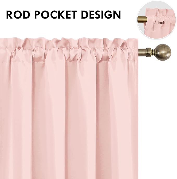 DWCN Blackout Curtains – Thermal Insulated, Energy Saving & Noise Reducing Bedroom and Living Room Curtains, Blush Pink, W 42x L 45 Inch, Set of 2 Rod Pocket Curtain Panels - Image 4