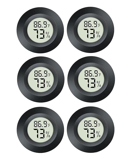 6 Pack Hygrometer Thermometer Digital Humidity Meter Indoor/Outdoor Humidity Monitor Reptile Thermometer for Greenhouse Humidors Terrarium Jars ℉/ ℃(6) by JEDEW