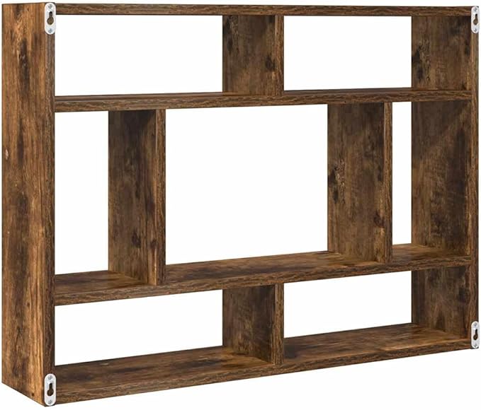 Smoked Oak Engineered Wood Wall Shelf 29.5 x 6.3 x 21.7 Inches for Stylish Storage and Display with Sturdy Construction and Easy Maintenance - Image 7