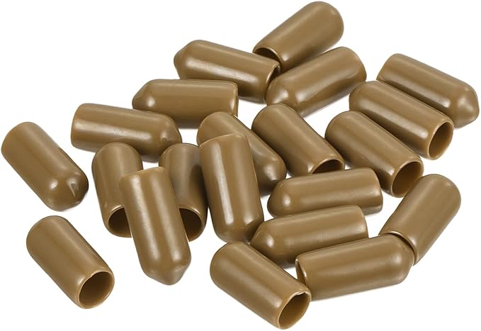 uxcell 20pcs Rubber End Caps 6.5mm(1/4") ID Vinyl PVC Round Tube Bolt Cap Cover Screw Thread Protectors Light Brown - Image 4