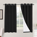 H.VERSAILTEX Linen Blackout Curtains 63 Inches Long 100% Blackout Thermal Insulated Textured Linen Look Curtain Draperies Anti-Rust Grommet, Energy Saving with White Liner, 2 Panels, Black by HVERSAILTEX