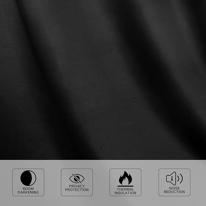 MYSKY HOME Blackout Curtain for Bedroom, Black Curtains for Bathroom 45 Inch Length Grommet Room Darkening Curtain, Amazing Triple Weave Thermal Insulated Curtain, 1 Curtain Panel, 42 x 45 in, Black - Image 6