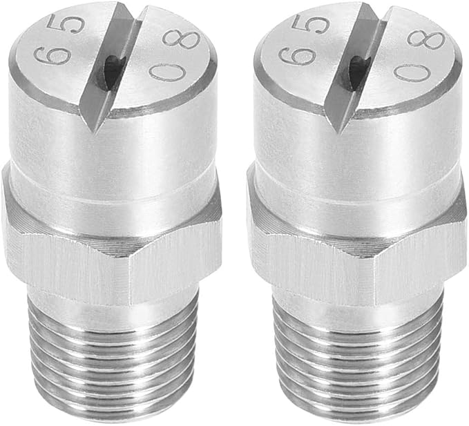uxcell Flat Fan Spray Tip - 1/8BSPT Male Thread 304 Stainless Steel Nozzle - 65 Degree 1.8mm Orifice Diameter - 2 Pcs by uxcell