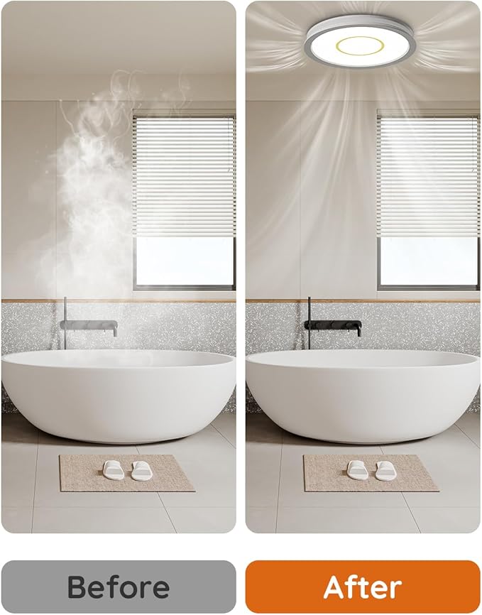 Fitop Bathroom Exhaust Fan with Light, 130 CFM 47W Ceiling Mount Shower Ventilation Exhaust Fan, 1.5 Sones Bathroom Vent Fan with Light, 1100LM LED Light 3000K/4000K/5000K (Gold) - Image 5