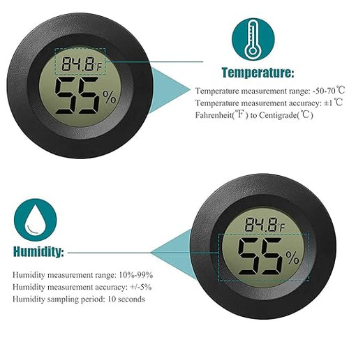 10-Pack Mini Thermometer Hygrometer, Small Digital Electronic Temperature Humidity Meters Gauge Indoor LCD Display for Greenhouse, Garden, Cellar, Fridge, Mason Jar - Image 2