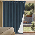 H.VERSAILTEX Linen Blackout Curtains Durable Thick Textured Linen Look 100% Blackout Patio Door Curtain Anti Rust Grommet Extra Wide Sliding Door Curtain Panel, W100 x L84 inch - Navy by HVERSAILTEX