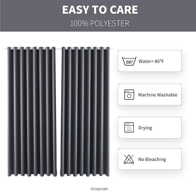 Waterproof Outdoor Curtain W105 x L108 - Grommet Top Sunlight Blocking Window Treatment Drapes Blackout Curtains for Home Bedroom Living Room Patio Porch Pergola Cabana Gazebo ( 2 Panels) - Image 6