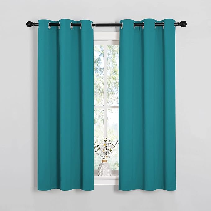 NICETOWN Room Darkening Curtains 54 inch Length 2 Panels, Thermal Insulated Grommet Blackout Curtains for Modern Casual Elegant Bedroom Kids Room Theme Decoration (Peacock Teal, 2 Pieces, W34) by NICETOWN