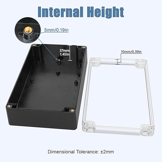 LeMotech Junction Box with Clear Cover IP65 Waterproof Project Box Dustproof ABS Plastic Electrical Project Boxes Universal Enclosure, Black 7.8"x 4.7"x 2.2"(200x120x56mm)(Pack of 2) - Image 3