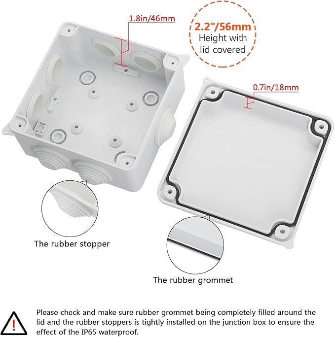 LeMotech ABS Plastic Dustproof Waterproof IP65 Junction Box Universal Electrical Project Enclosure White, Outer Size 3.9 x 3.9 x 2.8 inch (100 x 100 x 70 mm) - Image 4