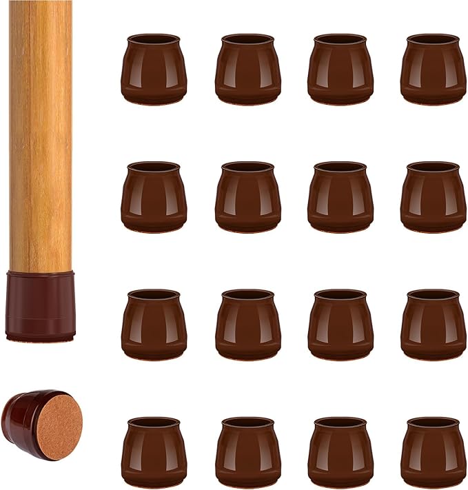 36pcs Round Chair Leg Floor Protectors, Felt Pads Chair Leg Protectors for Hardwood Floors, Silicone Furniture Feet Cups Covers Felt Pads, Prevents Scratches & Reduce Noise, Brown, X-Small by BAIPOK