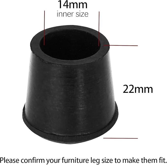 10 PCS Black Round Rubber Chair Leg Caps Tips, Vinyl Rubber End Kits, Soft Touch Table Feet Cover, Anti Slip Floor Protector, 9/16 inch (14mm) - Image 2