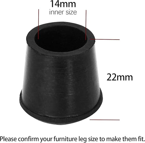 10 PCS Black Round Rubber Chair Leg Caps Tips, Vinyl Rubber End Kits, Soft Touch Table Feet Cover, Anti Slip Floor Protector, 9/16 inch (14mm) - Image 2