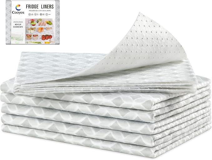 Cooyes French Door Refrigerator Liners 17.7" x 36", Absorbent Strong Grip Fridge Mats Machine Washable, Non-Adhesive Refrigerator Shelf Liner for Fridge Bins & Kitchen Cabinets by Cooyes