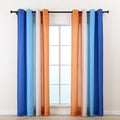 L.Z.E Navy Blue Orange Ombre Privacy Curtains 84 Inches Long for Living Room, Light Filtering Non-See-Through Curtains & Drapes for Nursery, Colorful Window Treatment Grommet Top 2 Panels Set by LZE