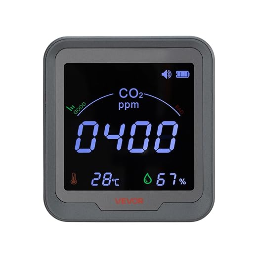 VEVOR Carbon Dioxide Monitor, CO2 Controller with Temperature and Humidity Display, NDIR Sensor, Carbon Dioxide Detector for Bedside, Home, Office, Car, Lightweight & Portable - Image 9